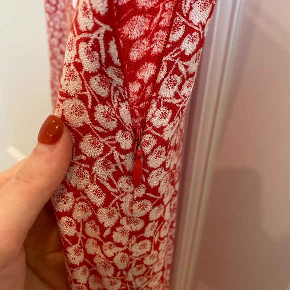 SOLD: Abercrombie Red Floral High Slit Midi Skirt - Picture 5 of 6